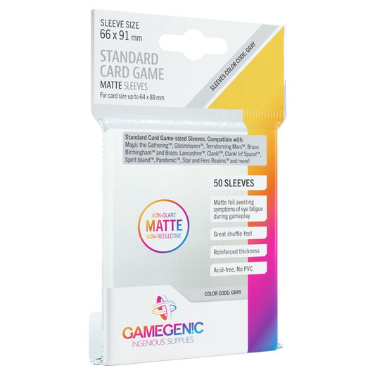 GameGenic MATTE Standard Card Game Sleeves 66 x 91 mm - Grey