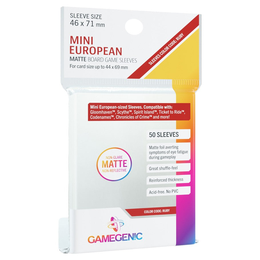 GameGenic MATTE Mini European-Sized Boardgame Sleeves 46 x 71 mm Ruby