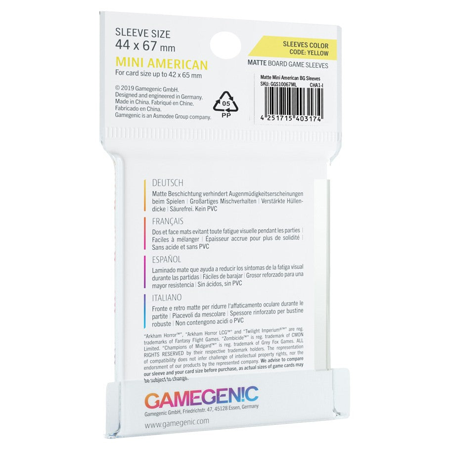 GameGenic MATTE Mini American-Sized Boardgame Sleeves 44 x 67 mm