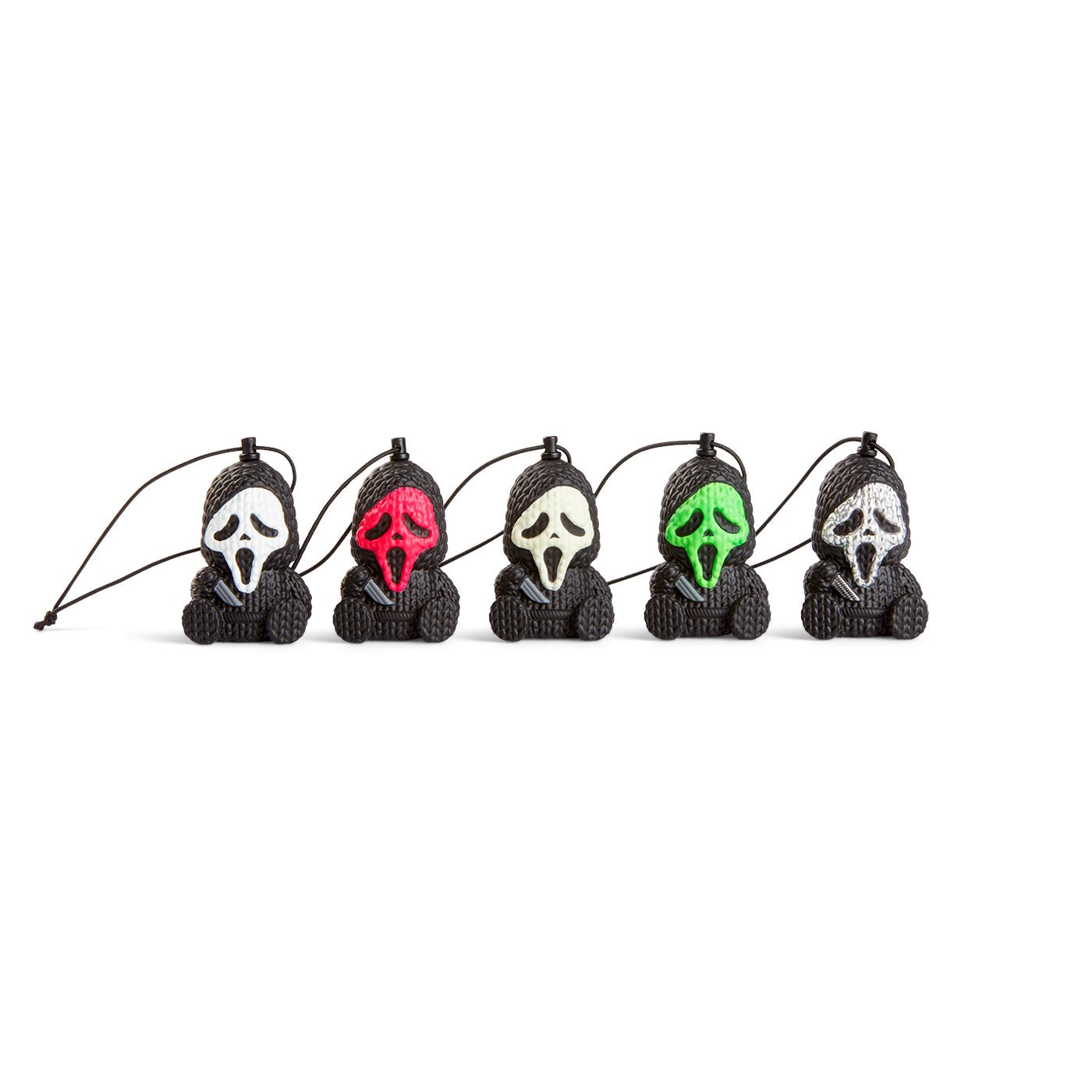 Handmade by Robots Ghost Face Micro 5 Pack Charms Set - (White, Pink, Glow in the Dark, Green, Silver)