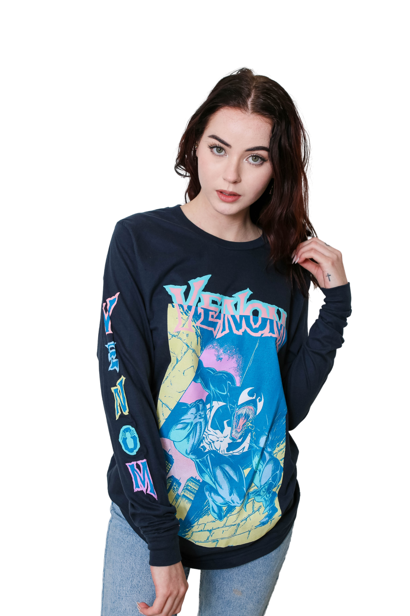 Venom Brite Box 90'S Marvel Comics Adult Long Sleeve T Shirt