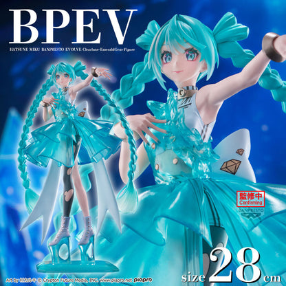 Hatsune Miku Evolve Clearluxe Emerald Gem Figure - Official Banpresto Collectible
