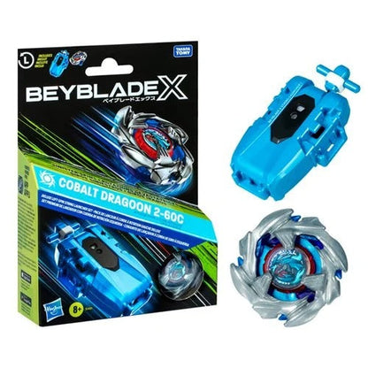 Beyblade X Cobalt Dragoon 2-60C Deluxe Left-Spin String Launcher Set