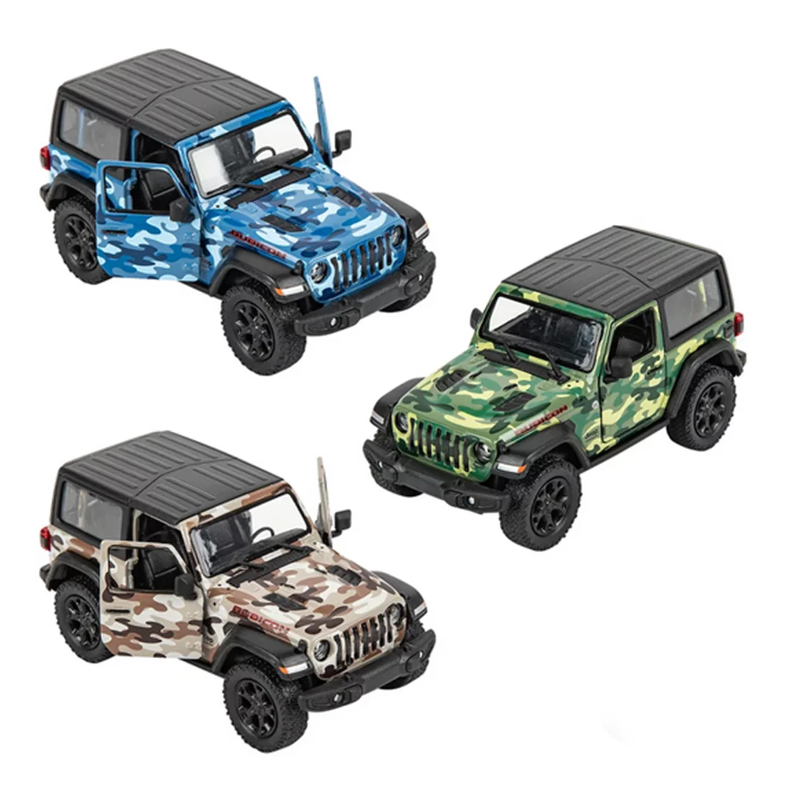 5" Diecast 2018 Jeep Wrangler Open Top or Hard Top - Camo Edition