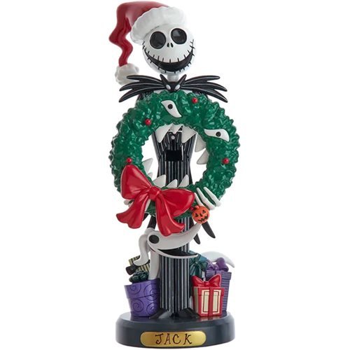 Kurt Adler - The Nightmare Before Christmas Jack Skellington with Wreath 10-Inch Nutcracker