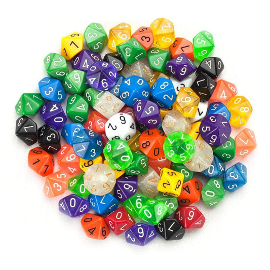 100+ Pack of Random D10 Polyhedral Dice in Multiple Colors