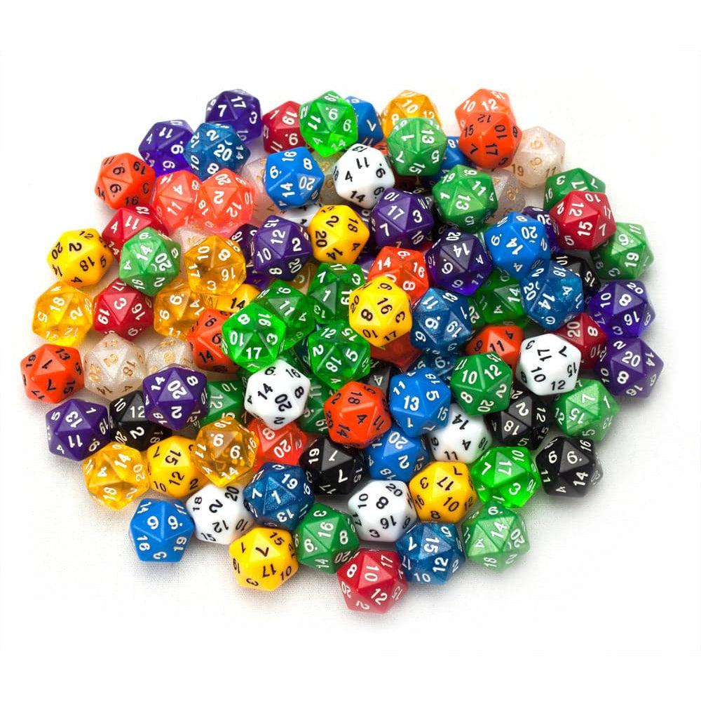 100+ Pack of Random D20 Polyhedral Dice in Multiple Color