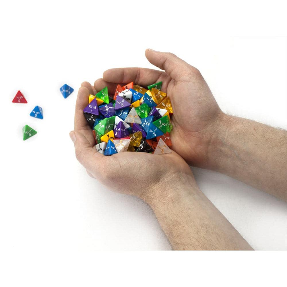 100+ Pack of Random D4 Polyhedral Dice in Multiple Colors