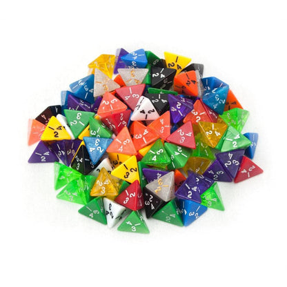 100+ Pack of Random D4 Polyhedral Dice in Multiple Colors