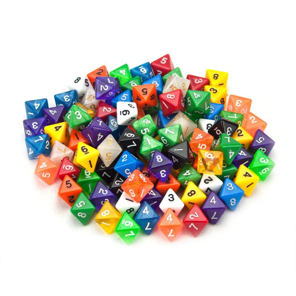 100+ Pack of Random D8 Polyhedral Dice in Multiple Colors