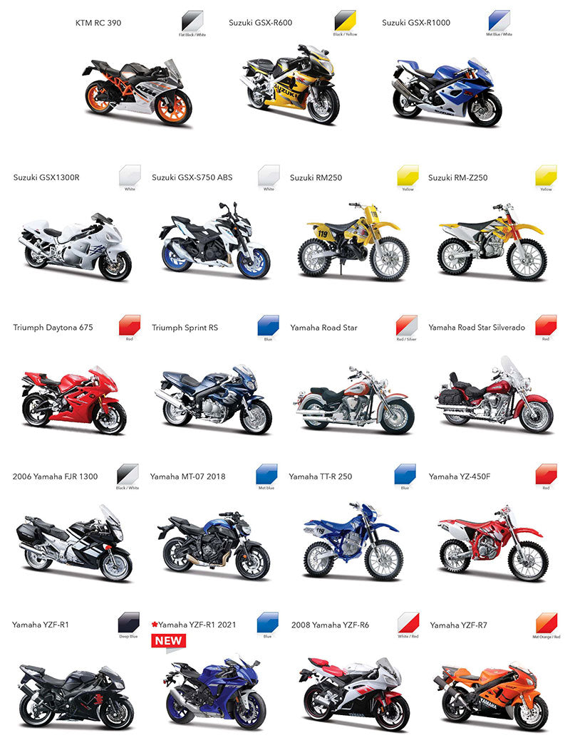 1:18 Motorcycles / 2 Wheelers Assorted Styles