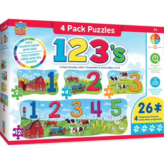 123 on the Farm - 4-Pack - 26 Piece Puzzles