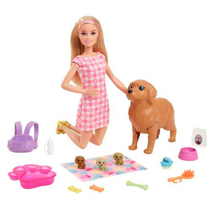 Barbie Doll and Pets - Newborn Puppies Playset