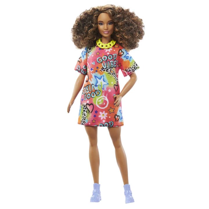 Barbie Doll Fashionista #201 Streaked Hair Graffiti Dress