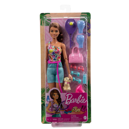 Barbie Doll With Puppy, Workout Outfit, Roller Skates And Tennis