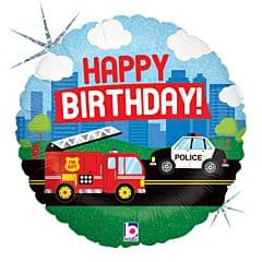 18" Emergency Vehicle Bday Foil Balloon