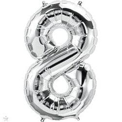 34" Silver Number Foil Balloons