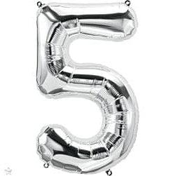 34" Silver Number Foil Balloons