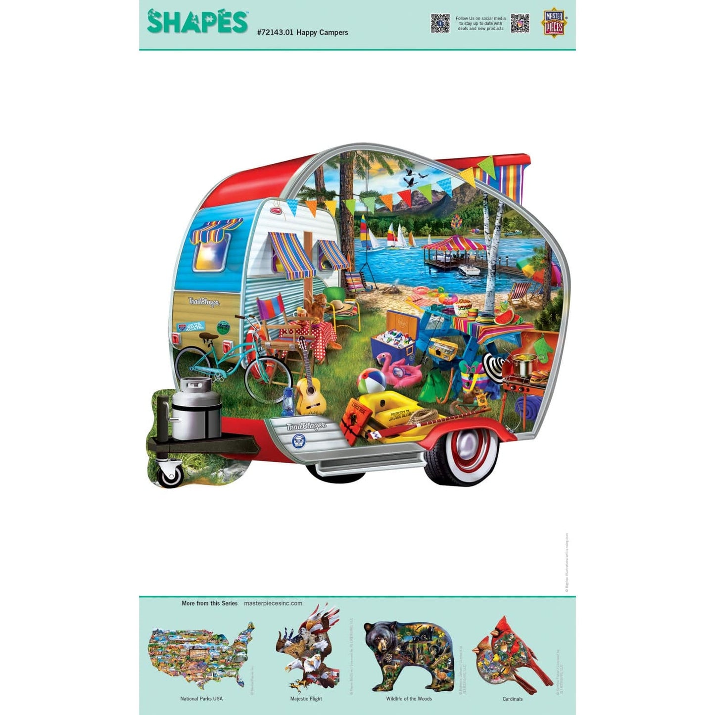 Shapes - Happy Campers 1000 Piece Shaped Jigsaw Puzzle
