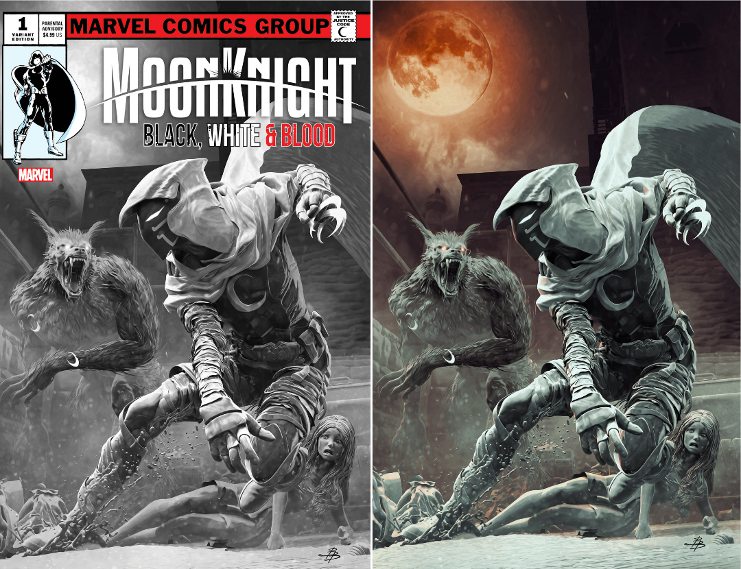 Moon Knight Black White Blood #1 (of 4) Bjorn Barends Werewolf By Night 32 Homage Variant (05/11/2022) Marvel