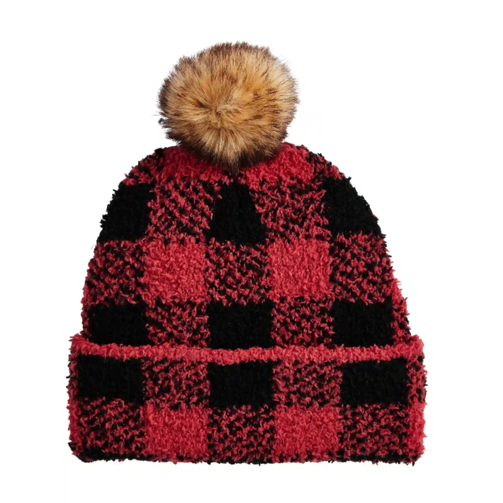 Chenille Beanie Check