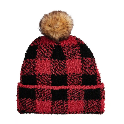 Chenille Beanie Check