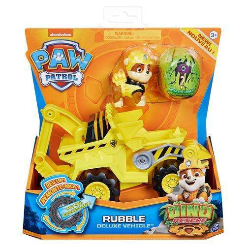 PAW Patrol Dino Rescue Deluxe Rev-Up Vehicle and Figure - Rubble