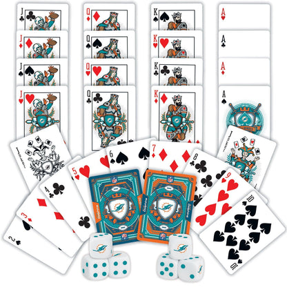 Miami Dolphins - 2-Pack Playing Cards & Dice Set