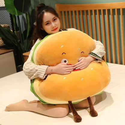 Gigantic Plumpy Hamburger-kun and Macaroon-chan Plushies Collection