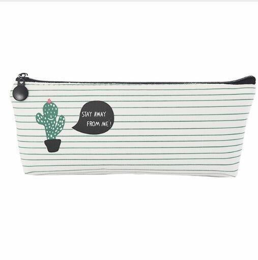 cactus pencil pouch Cactus Canvas Pencil Case Kawaii Stationery Pencil Box Pen Bags School Supplies(Octagonal Version, A Cactus)