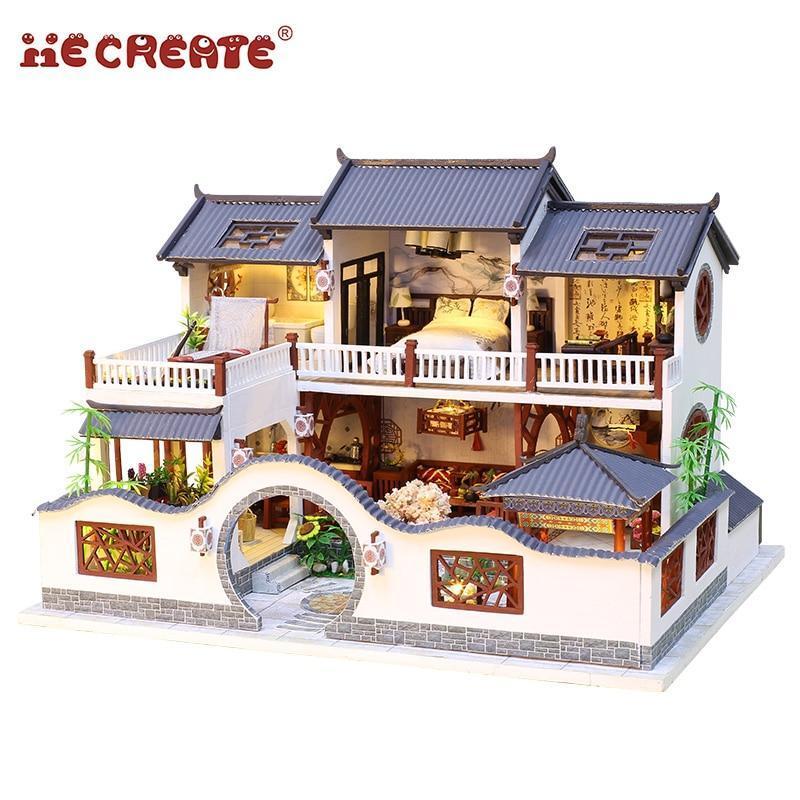 Chinesisches Herrenhaus-Puppenhaus-Set 