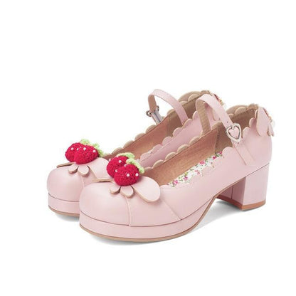 Princess Lolita Strawberry Mary Jane Shoes