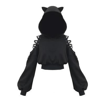 Schwarzer Katzen-Hoodie