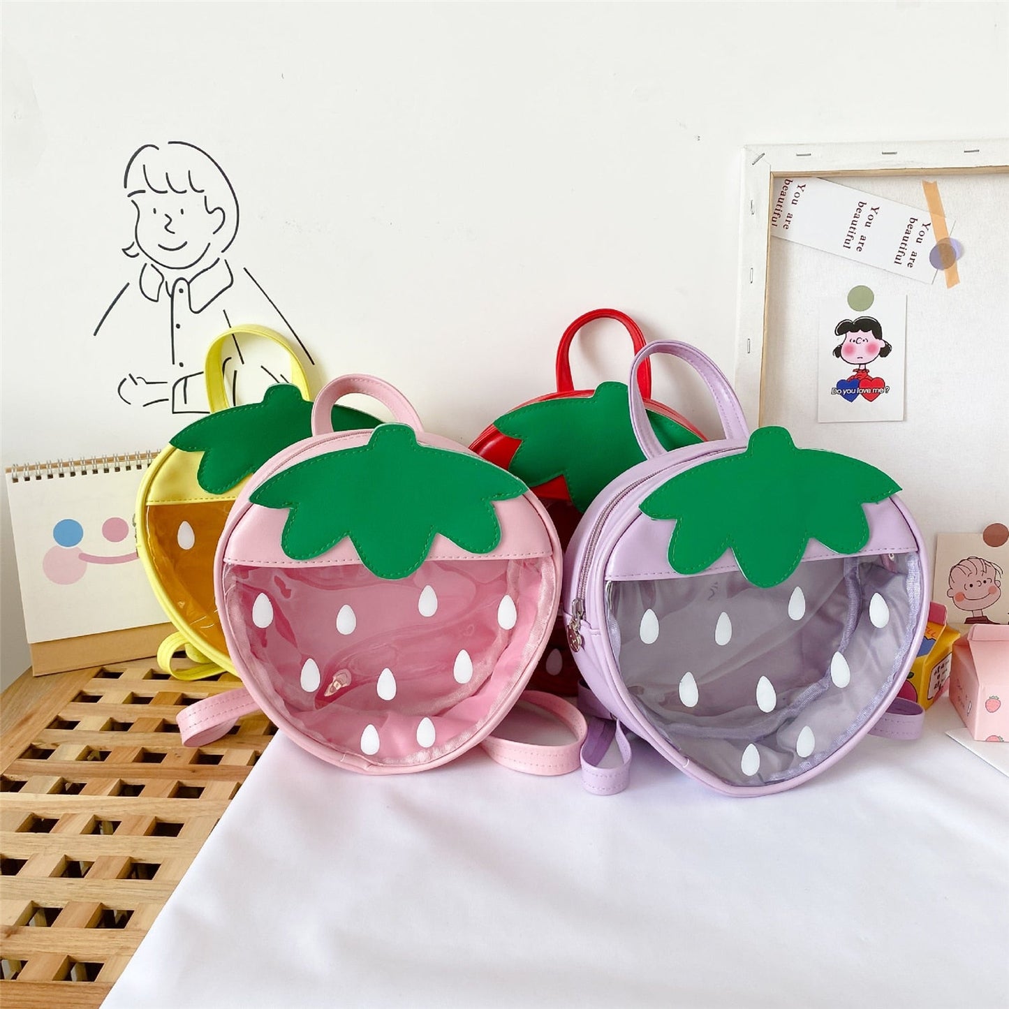 Transparent Strawberry Backpack