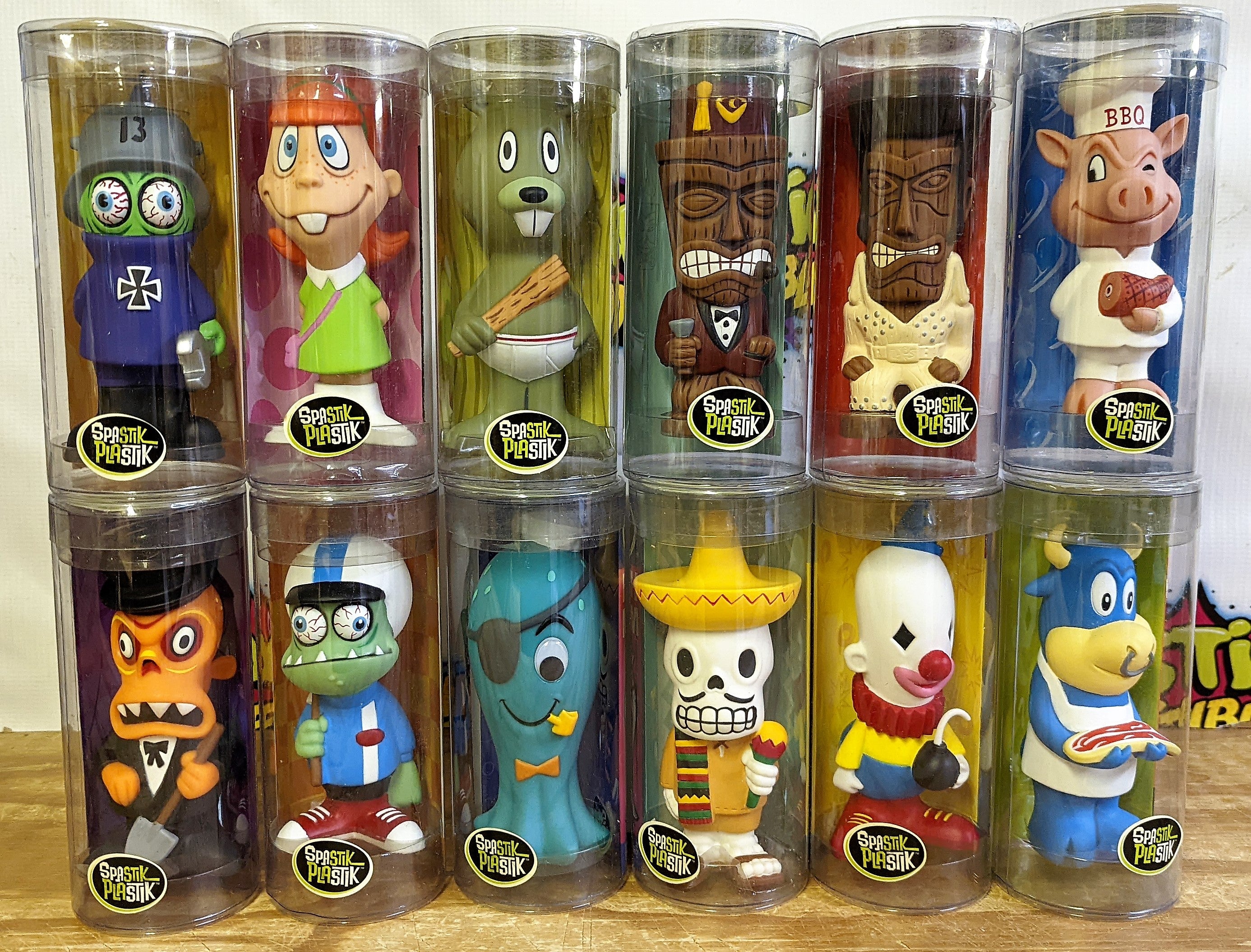 RARE Funko Spastik Plastik Capsule Form Factor Set of 12  [Otto-Luther-Molly Ringworm-Chet-Billy-Pulpo-Dino-Elwood-Juan-Fuska-Sam-T  Bone]