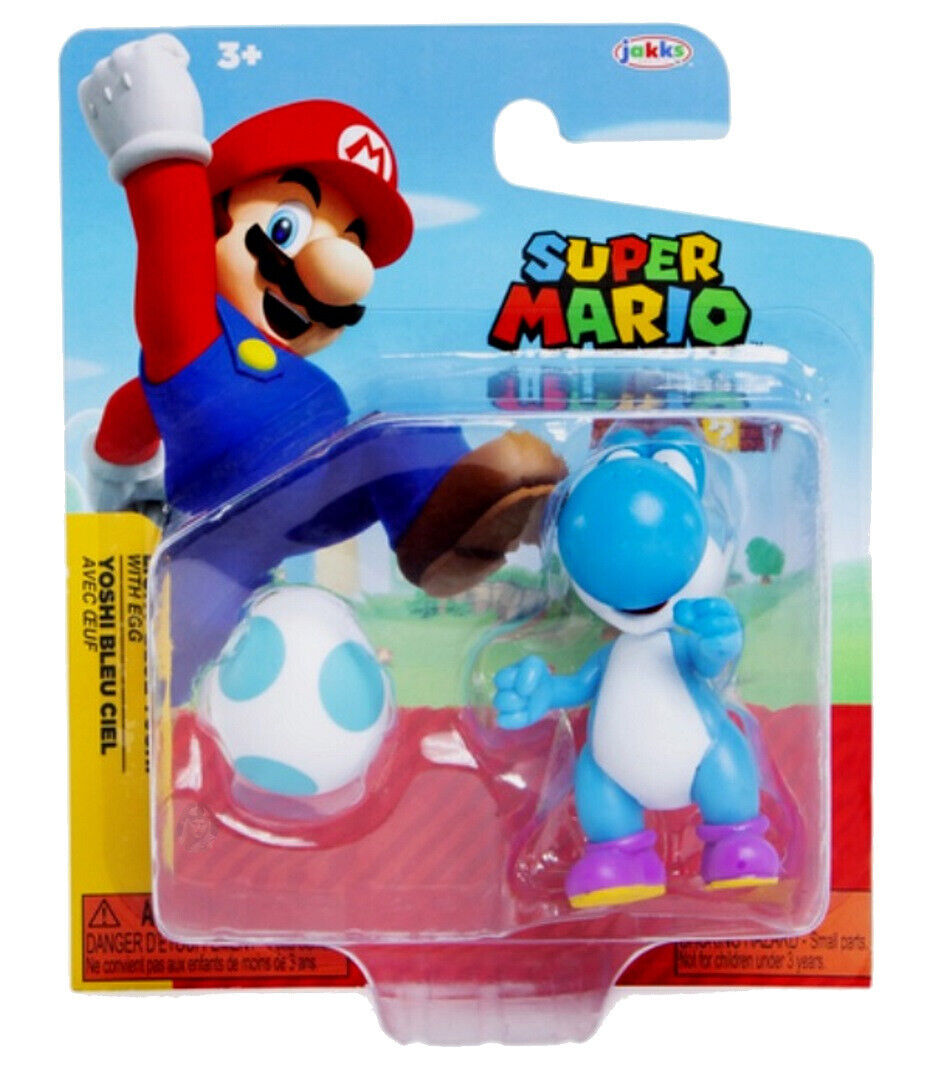 Super Mario Light Blue Yoshi with Egg Figure