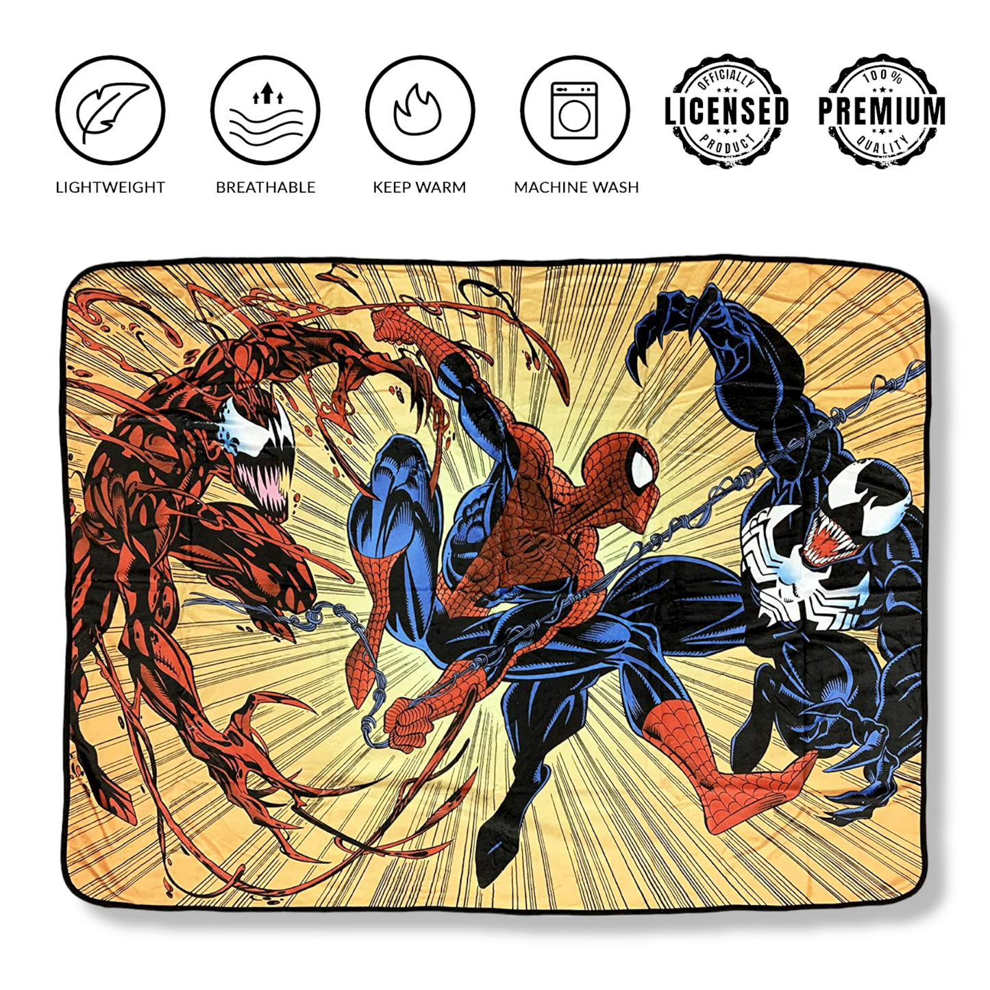 Spider-Man Maximum Carnage And Venom Marvel Fleece Throw Blanket 45in. By 60in.