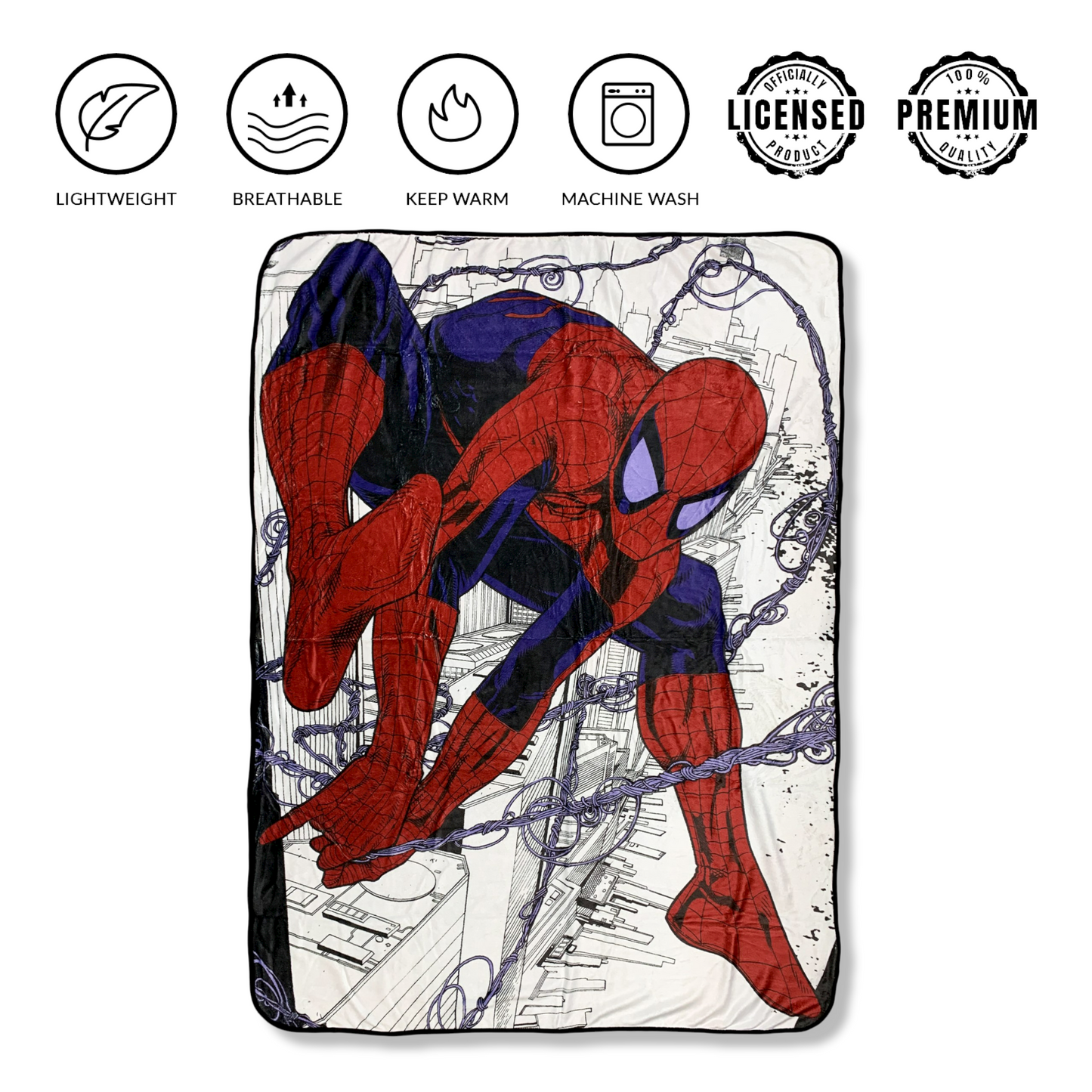 Spider-Man Webslinger Marvel Flannel Fleece Throw Super Soft Lightweight Fleece Blanket 45x60in