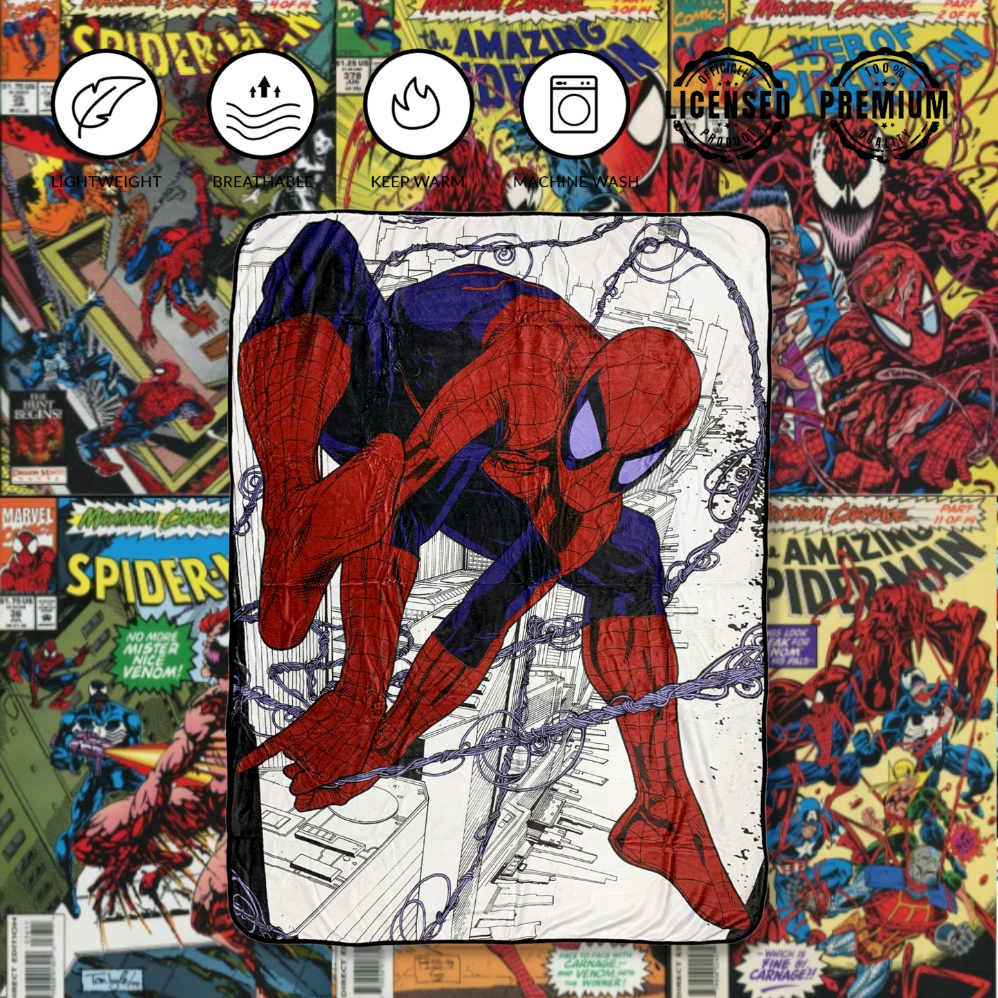 Spider-Man Webslinger Marvel Flannel Fleece Throw Super Soft Lightweight Fleece Blanket 45x60in