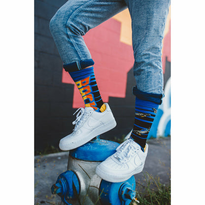 Back to the Future "88 MPH" Men's Crew Straight Down Knit Mix-Match Socks (Size 6-13)