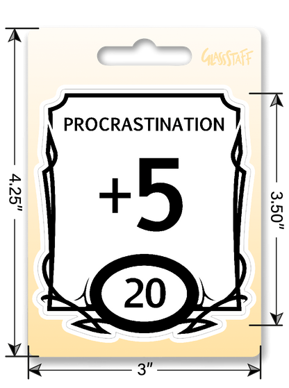 Sticker: Procrastination Stat Block Waterproof Die Cut