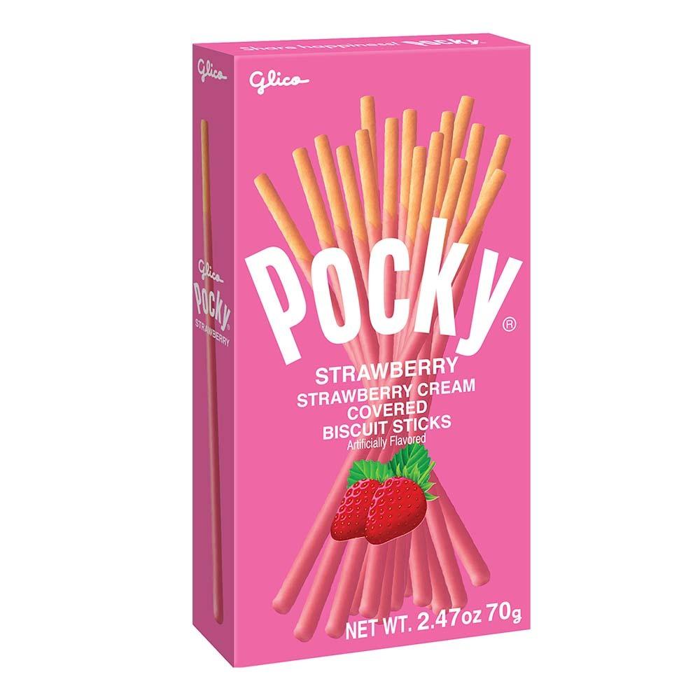 Glico Pocky Biscuit Sticks mit Erdbeer-Creme-Überzug (1 Packung)