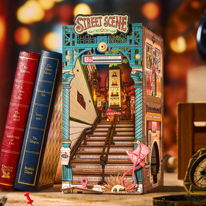 Rolife Street Scene DIY Book Nook Kit | Urban Miniature Bookshelf Insert