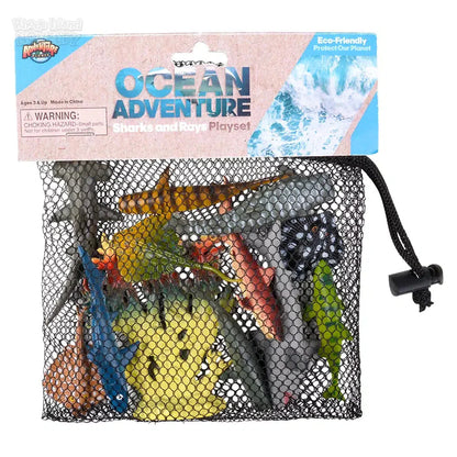 12 Piece Shark And Ray Mesh Bag Play Set