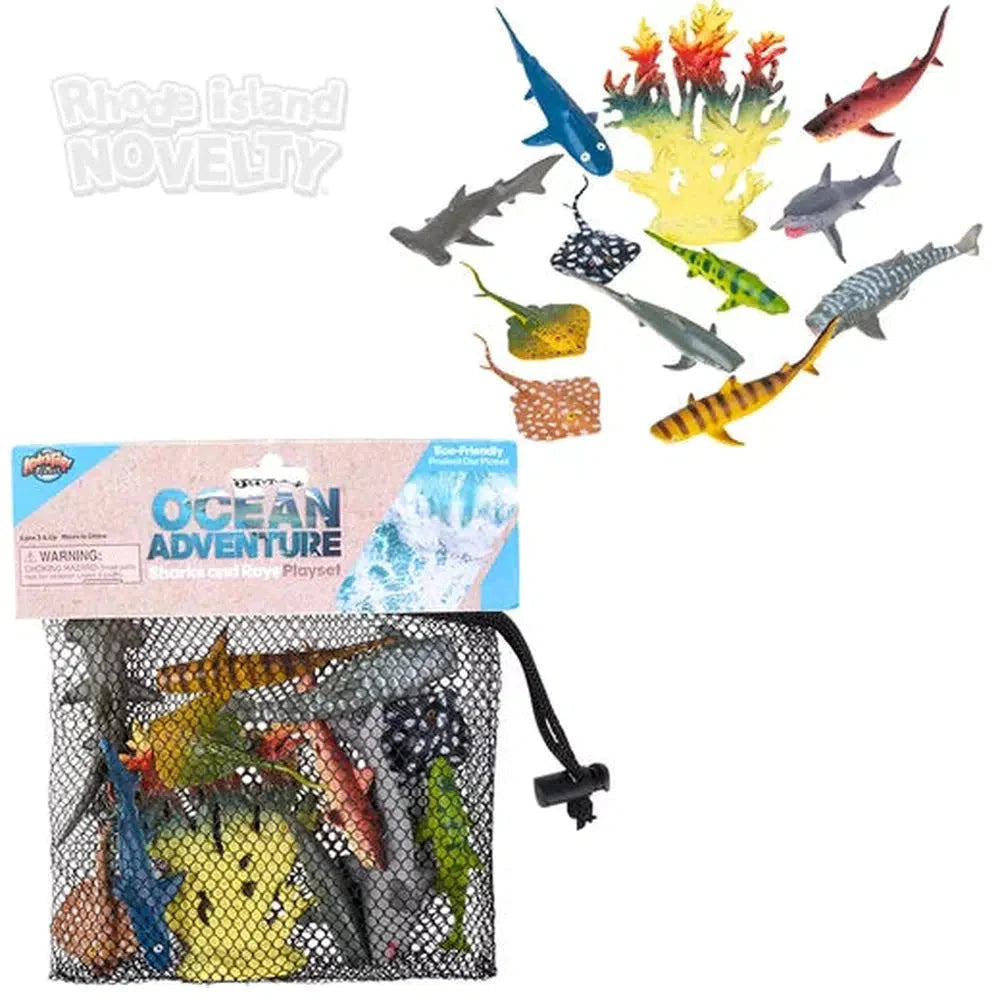 12 Piece Shark And Ray Mesh Bag Play Set