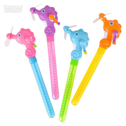 12" Sea Horse Wind-Up Fan Bubble Baton