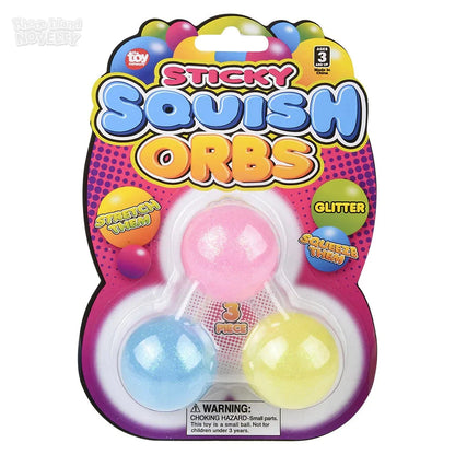 1.6" Squish Sticky Glitter Orbs 3 Pack