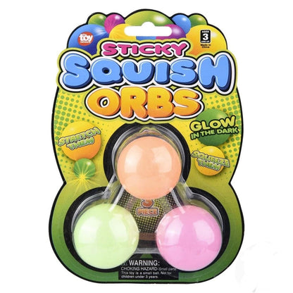 1.6" Squish Sticky Glow In The Dark Orbs 3 Pack