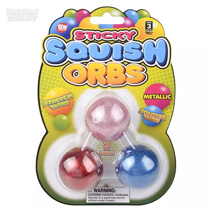 1.6" Squish Sticky Metallic Orbs 3 Pack