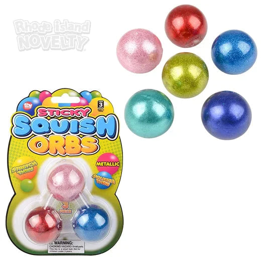 1.6" Squish Sticky Metallic Orbs 3 Pack